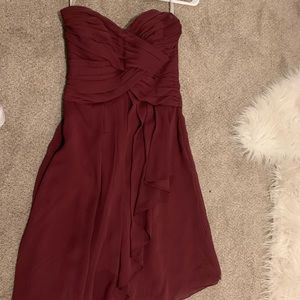 Maroon strapless cross dress